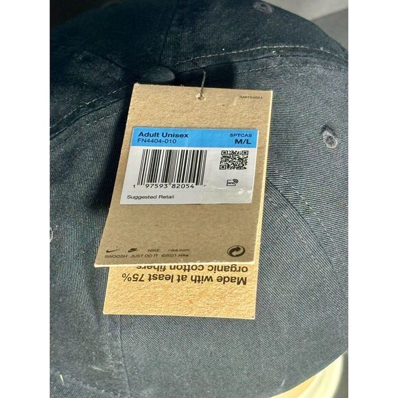 Nike Club Cap Black Hat Blue Sneaker Patch M/L Move To Zero Sustainable - Picture 5 of 5